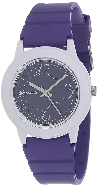 Elegant Purple Silicone Strap Women's Analog Wrist Watch